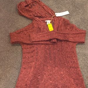 open weave hooded sweater.